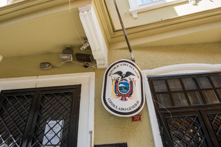 Exterior view of Ecuador Embassy building which located in beyoglu,Istanbul,Turkey.25 July 2019のeditorial素材