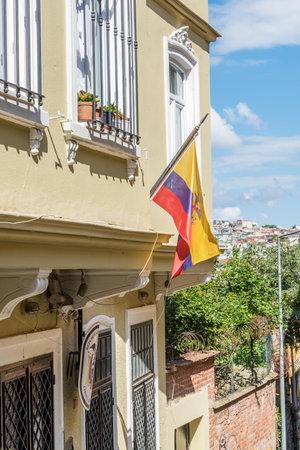 Exterior view of Ecuador Embassy building which located in beyoglu,Istanbul,Turkey.25 July 2019のeditorial素材