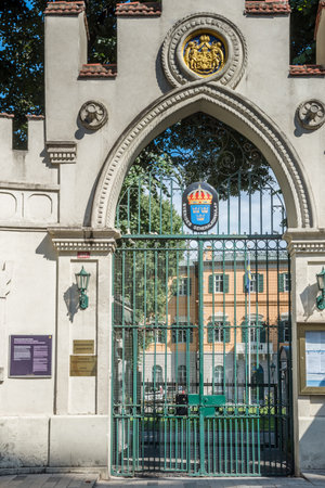 Exterior view of Swedish Embassy building which located in beyoglu,Istanbul,Turkey.25 July 2019のeditorial素材