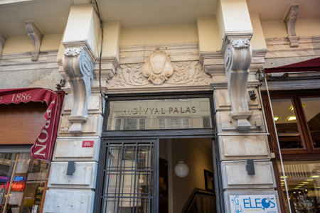 Exterior view of Hidivyal Palas building which located in beyoglu,Istanbul,Turkey.25 July 2019のeditorial素材