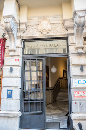 Exterior view of Hidivyal Palas building which located in beyoglu,Istanbul,Turkey.25 July 2019のeditorial素材