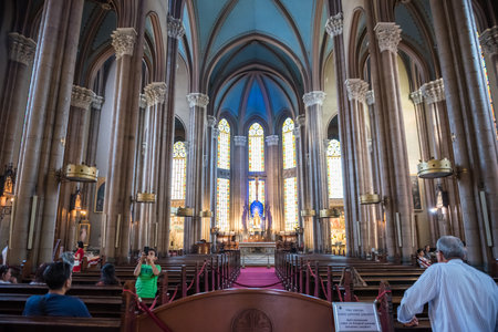 Interior view of Church of St. Anthony of Padua or locally as Sent Antuan is the largest church of the Roman Catholic Church in Istanbul, Turkey.25 July 2019のeditorial素材