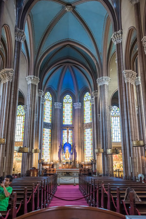 Interior view of Church of St. Anthony of Padua or locally as Sent Antuan is the largest church of the Roman Catholic Church in Istanbul, Turkey.25 July 2019のeditorial素材