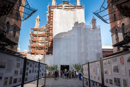 Exterior view of Church of St. Anthony of Padua or locally as Sent Antuan is the largest church of the Roman Catholic Church in Istanbul, Turkey.25 July 2019のeditorial素材