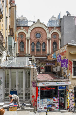 Exterior view of Ashkenazi Synagogue was founded by Jews of Austrian origin in 1900 and located in Beyoglu,Istanbul,Turkey.25 July 2019のeditorial素材