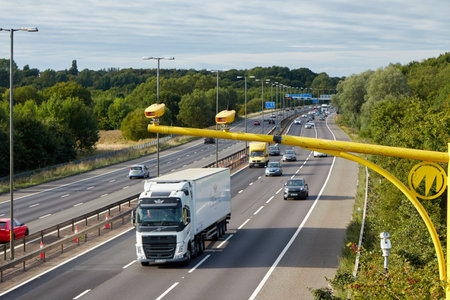 Traffic on the British motorway M5: West Bromwich,Birmingham,Uk