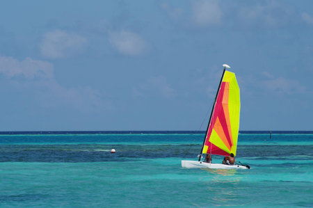colorful sailboat at Maldivesの写真素材