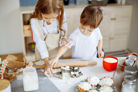 Kids Cooking Baking Cookies Kitchen Conceptの写真素材