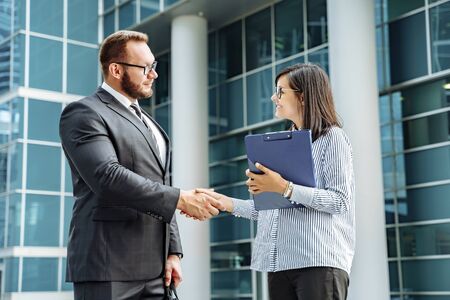 Successful business man. Modern business lifestyle. Handshake business partnersの写真素材
