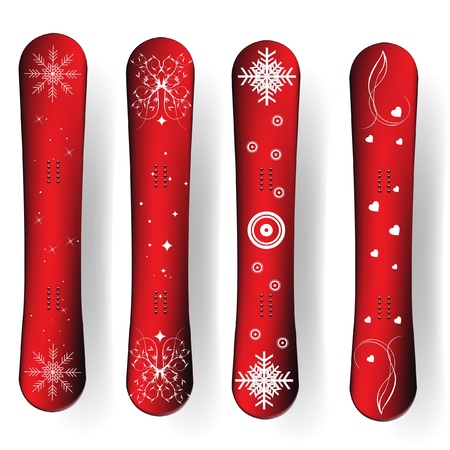 vector snowboard set with christmas themeのイラスト素材
