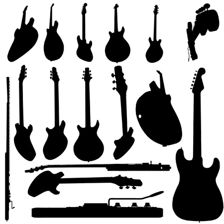 electric guitar silhouette setのイラスト素材
