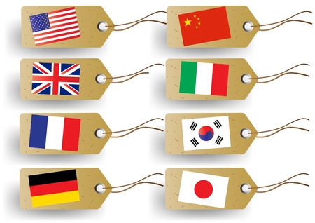 tags with national flagsのイラスト素材