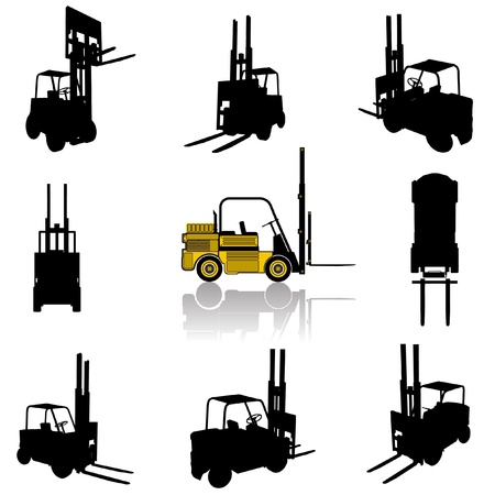 forklift silhouette setのイラスト素材