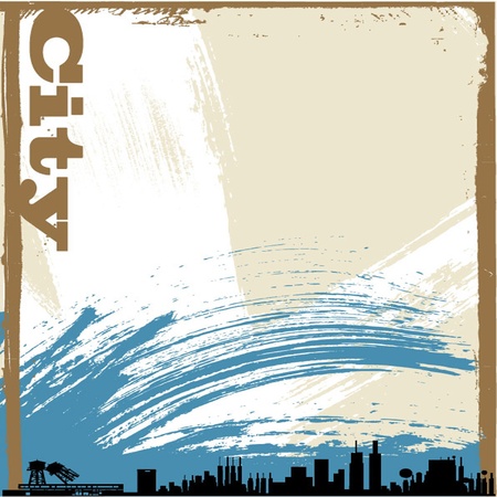 vector grunge city silhouette backgroundのイラスト素材