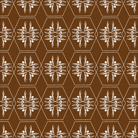 Ornament made from simple hexagons with a pattern of leaves insideのイラスト素材