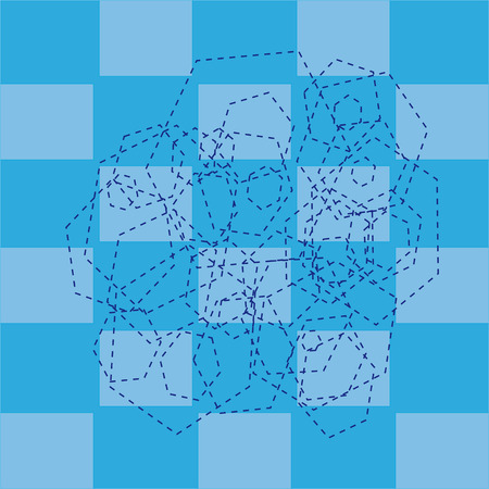 An abstract pattern, composed of rectangles, hexagons, with shading on a blue backgroundのイラスト素材