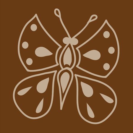 The outline of the butterfly, performed on a brown background. A part of the pattern or the main object.のイラスト素材