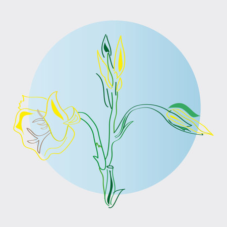 Abstract image of a flower on a stem with petalsのイラスト素材