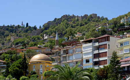 Alanya,Turkey - August 28, 2015:Residential quarter in Alanya on the mountain, around the historic site of the medieval fortressのeditorial素材