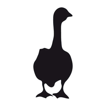 Black silhouette adult big goose on a white background.のイラスト素材