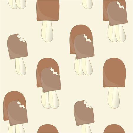 Seamless background of ice cream. Some desserts with bite marks.のイラスト素材