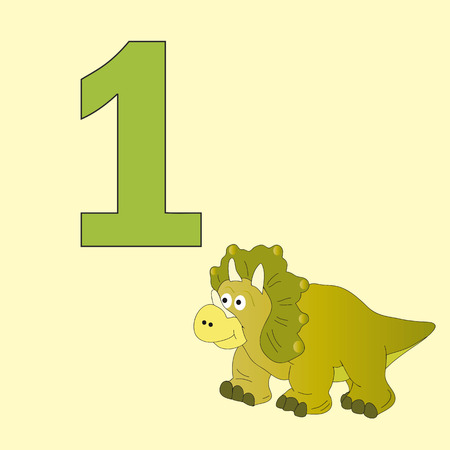 Poster La numeracy. Number one. Beside the picture of one dinosaur.のイラスト素材