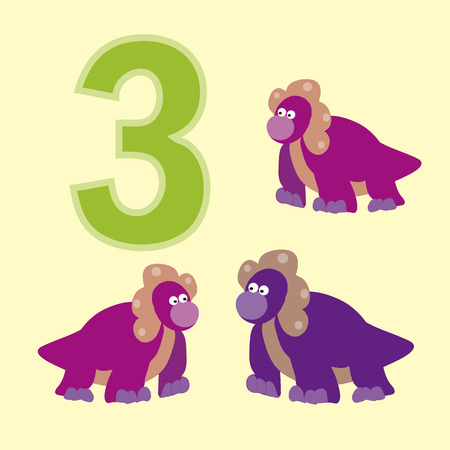 Poster for numeracy.Figure three. Around the figure is a picture of three dinosaurs.のイラスト素材