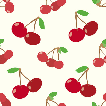 Seamless ornament from lots of juicy ripe cherries.
