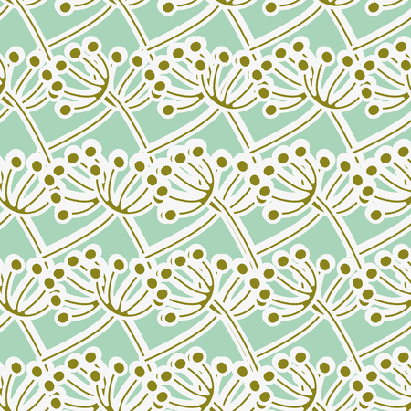 Seamless ornament in natural style. The grass stems intertwined on a green background.のイラスト素材