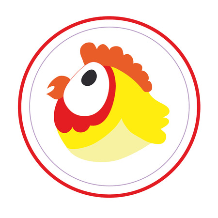 The design icon of a rooster in a circle.のイラスト素材