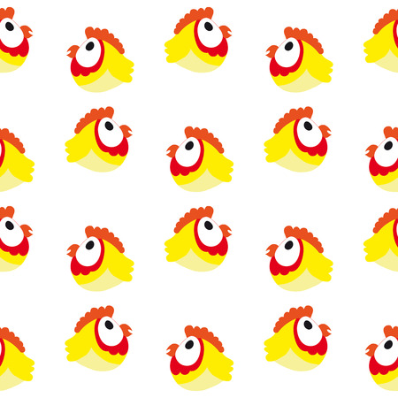 Seamless ornament composed by many figurines of a rooster.のイラスト素材