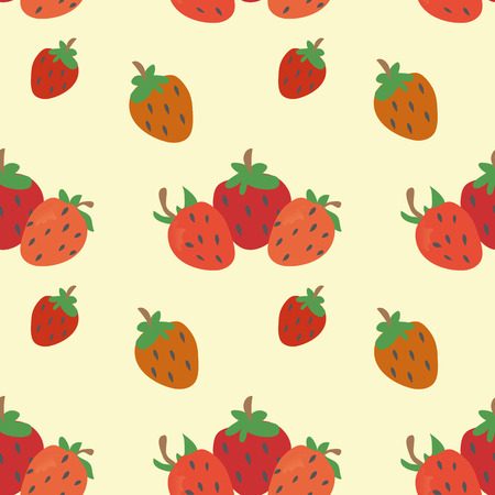 Seamless ornament made of strawberries of different colors and different sizes.のイラスト素材