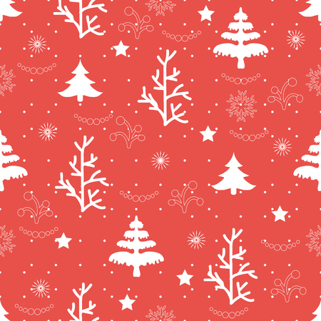 Vector illustration. Seamless natural ornament on the Christmas theme.のイラスト素材