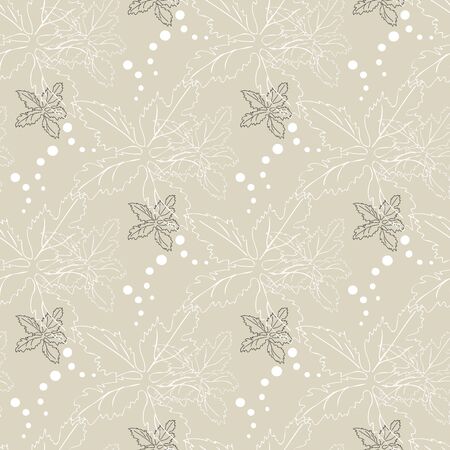 Seamless ornament, consisting of contours of leaves, arranged in a chaotic manner.The image can be used for the background.のイラスト素材