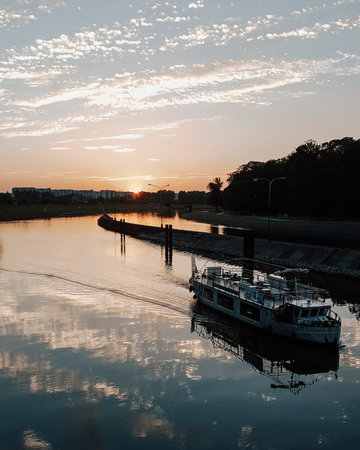 Opole Odra river landscape, view from Bolko bridge