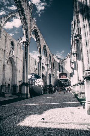 cathedral without the roof in the center of Lisboaのeditorial素材