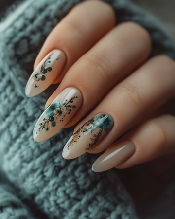 Female hand with nail design. Women's hands with nail design.の素材