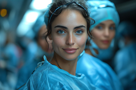 Team surgeon at work in operating room. Group of surgeons in operating room.の素材