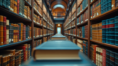 Old books in the library, 3d rendering. Computer digital drawing.の素材