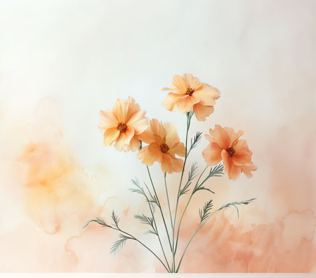 floral background with poppies in watercolor style, vector illustrationの素材