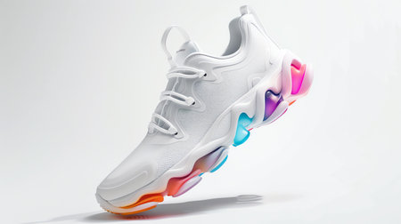 Running shoes on a white background. 3d rendering. Computer digital drawing.の素材