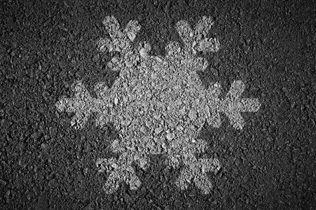 snow on asphaltの写真素材