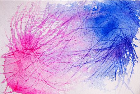 watercolor drawing with an abstract pattern in blue and pinkの写真素材