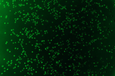 dark green background with round circles confetti