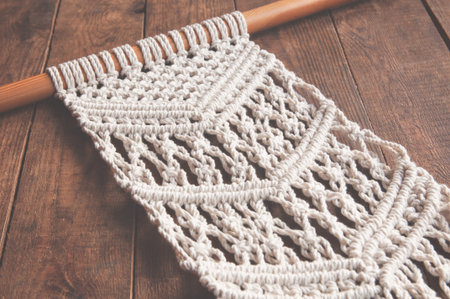 Eco-friendly modern knitting. DIY natural decor concept.