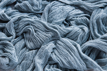 Boho style gray gauze runner pattern, rustic tablecloth for wedding backdropの写真素材