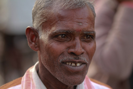 JAIPUR, INDIA Ð MARCH 4: An unidentified man outside the City Palace on March 4, 2012 ahead of the annual Holi Festival in Jaipur, Rajasthan, Northern India. The City Palace includes the Chandra Mahal and Mubarak Mahal palaces.のeditorial素材