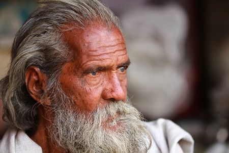 JAIPUR, INDIA Ð MARCH 4: An unidentified man outside the City Palace on March 4, 2012 ahead of the annual Holi Festival in Jaipur, Rajasthan, Northern India. The City Palace includes the Chandra Mahal and Mubarak Mahal palaces.のeditorial素材