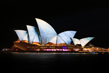 Sydney, Australia - May 27, 2014  Sydney Opera House shown during Vivid Sydney  A Festival of Light, Music   Ideas on May 27, 2014 in Sydney, Australia のeditorial素材