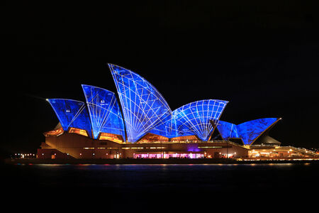 Sydney, Australia - May 27, 2014  Sydney Opera House shown during Vivid Sydney  A Festival of Light, Music   Ideas on May 27, 2014 in Sydney, Australia のeditorial素材